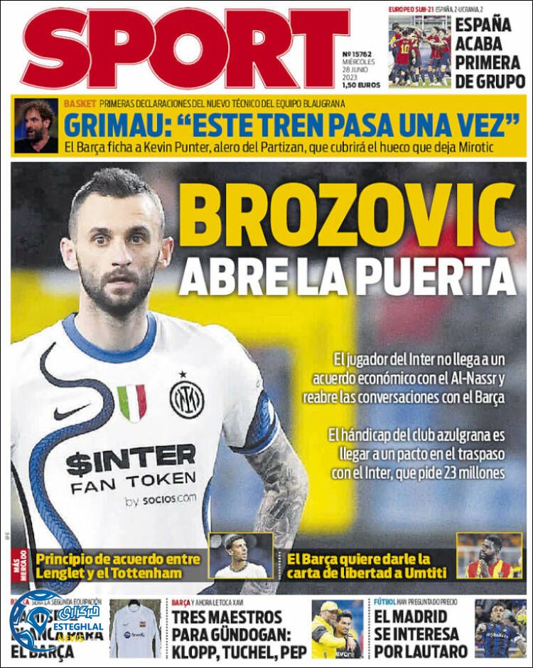 روزنامه ورزشی اسپورت چهارشنبه 7 تیر 1402