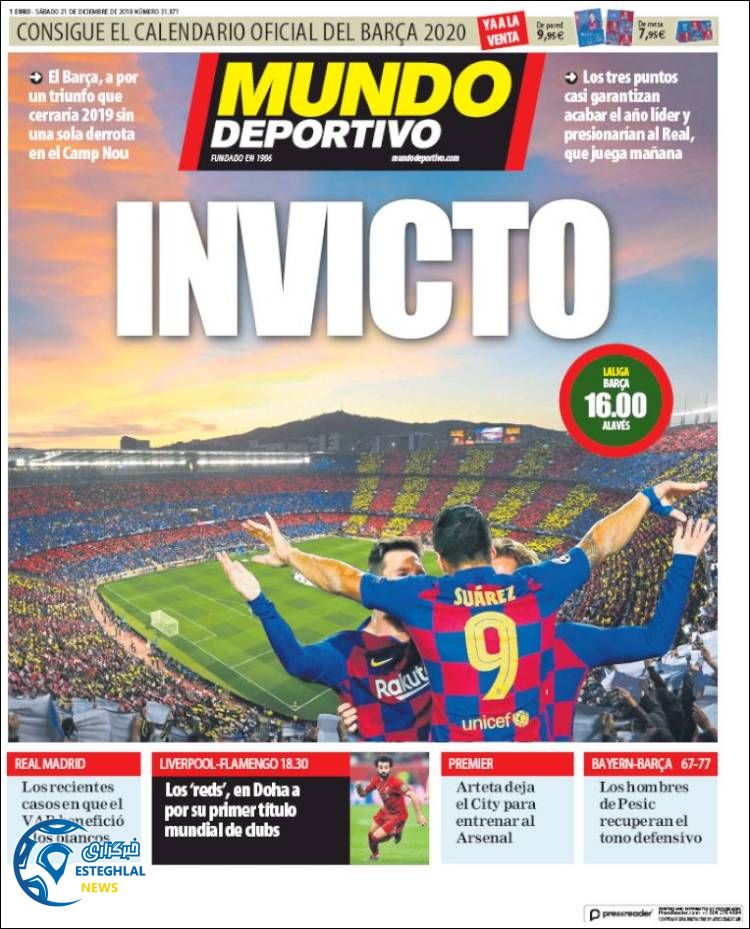 روزنامه ورزشی موندو دپورتیوو شنبه 30 آذر 1398