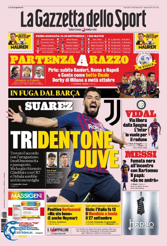 روزنامه ورزشی گاتزتا دلو اسپورت پنجشنبه 13 شهریور 1399