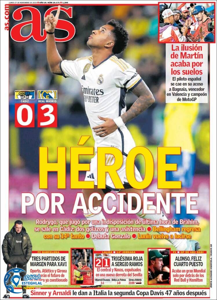 روزنامه ورزشی آ اس دوشنبه 6 آذر 1402 