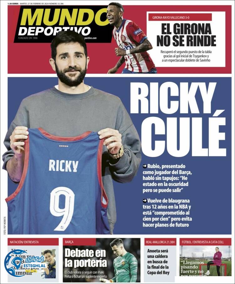 روزنامه ورزشی موندو دپورتیوو سه شنبه 8 اسفند 1402 