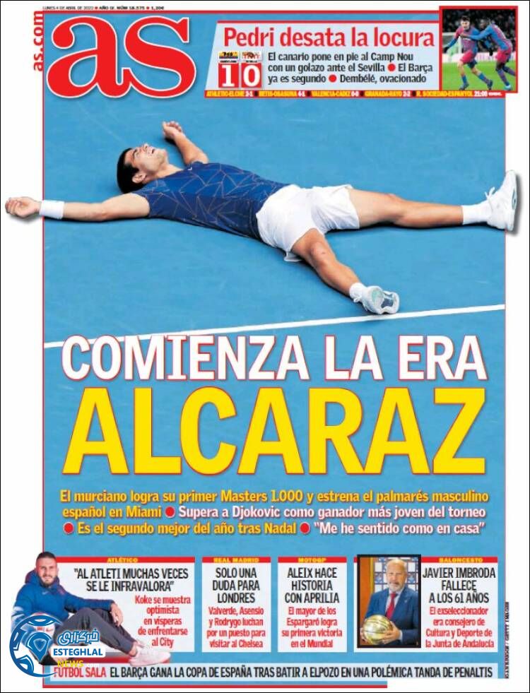 روزنامه ورزشی آ اس دوشنبه 15 فروردین 1401