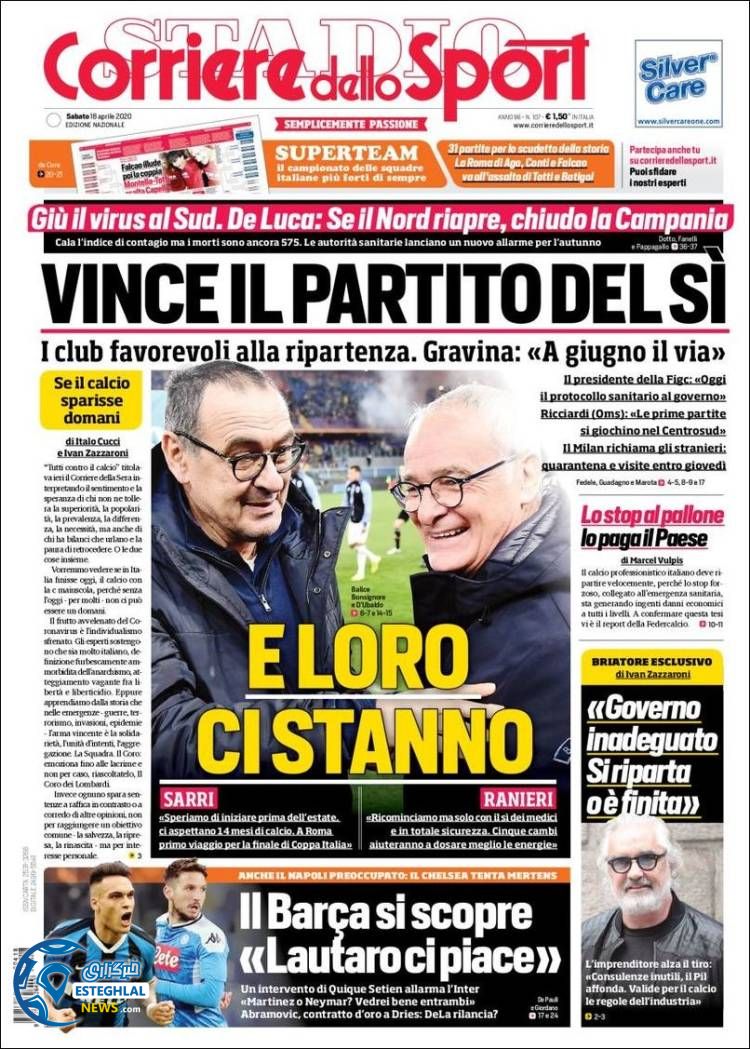 روزنامه ورزشی کوریره دلو اسپورت شنبه 30 فروردین 1399