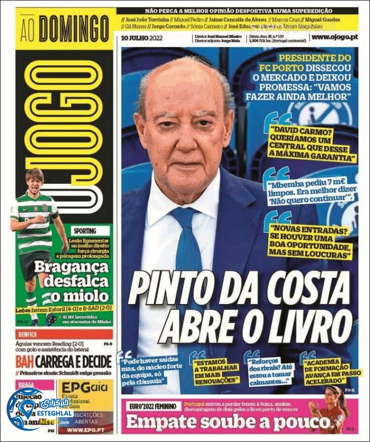 روزنامه ورزشی اوجوگو یکشنبه 19 تیر 1401