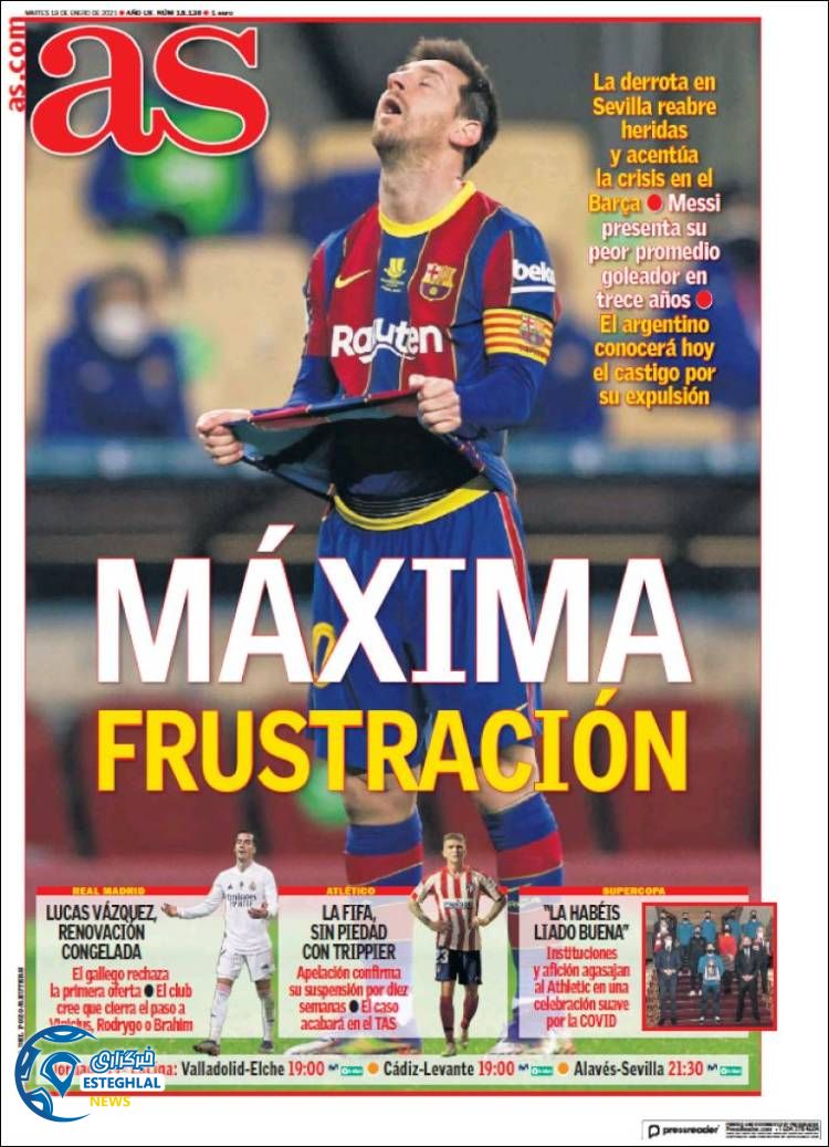 روزنامه ورزشی آاس سه شنبه 30 دی 1399