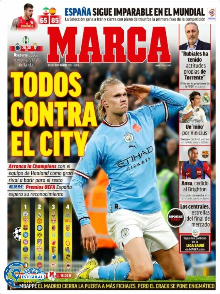 روزنامه ورزشی مارکا پنجشنبه 9 شهریور 1402 