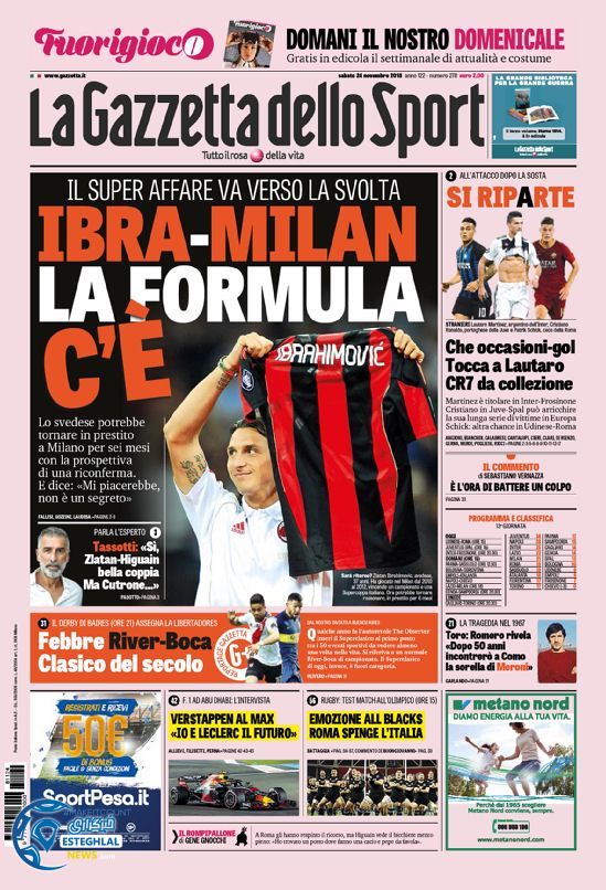 روزنامه ورزشی گاتزتا دلو اسپورت شنبه 3 آذر 1397