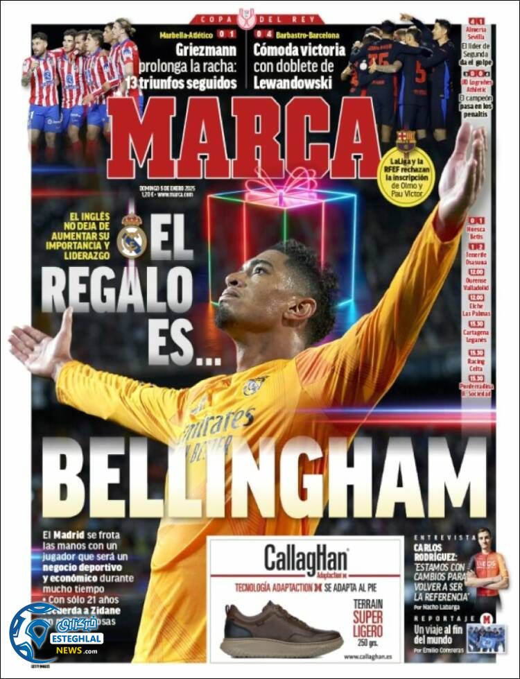 روزنامه  ورزشی مارکا یکشنبه 16 دی 1403 