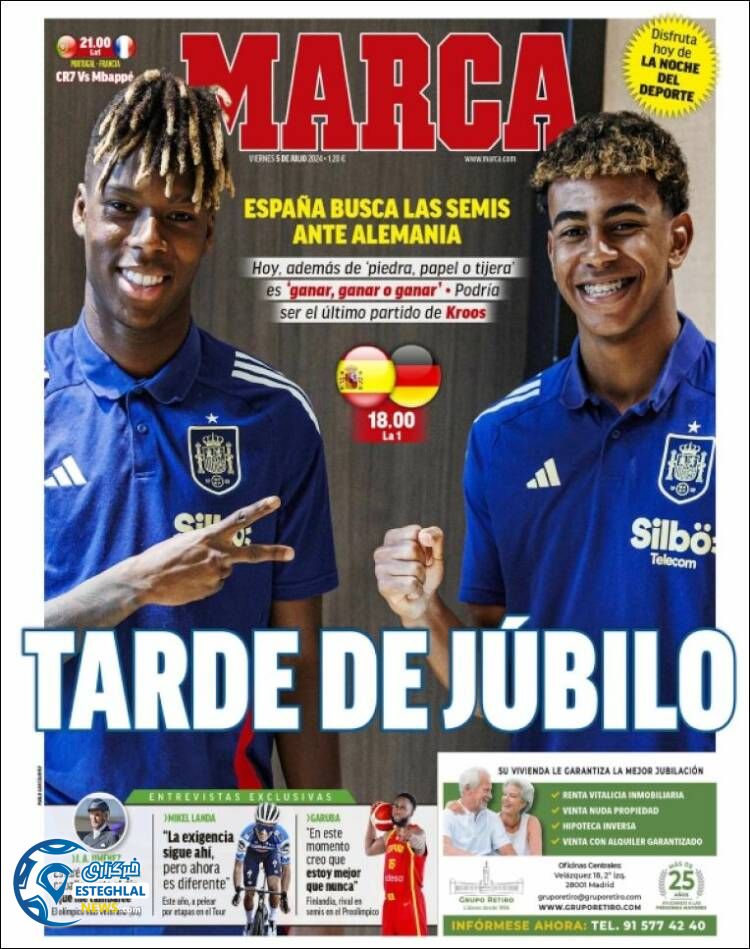 روزنامه  ورزشی مارکا جمعه 15 تیر 1403 