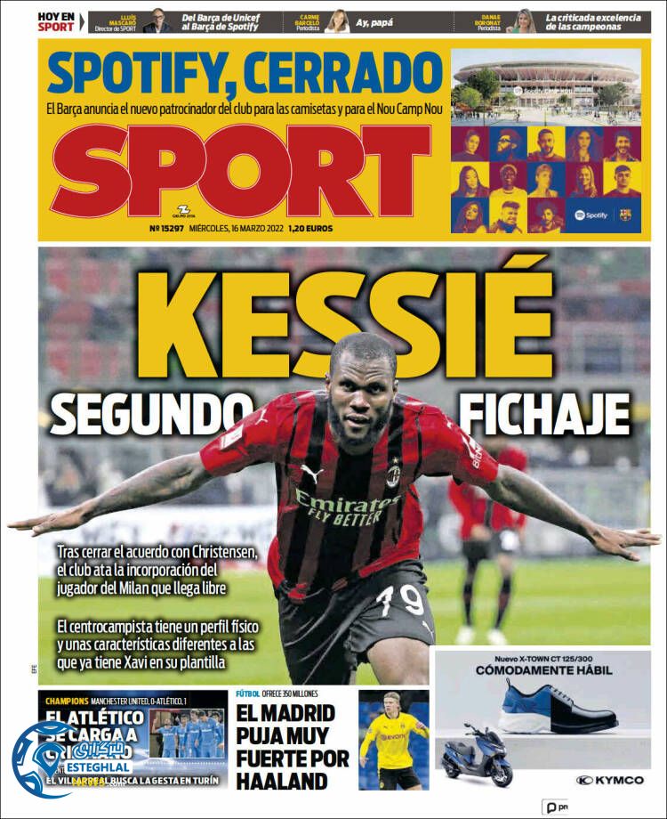 روزنامه ورزشی اسپورت چهارشنبه 25 اسفند 1400