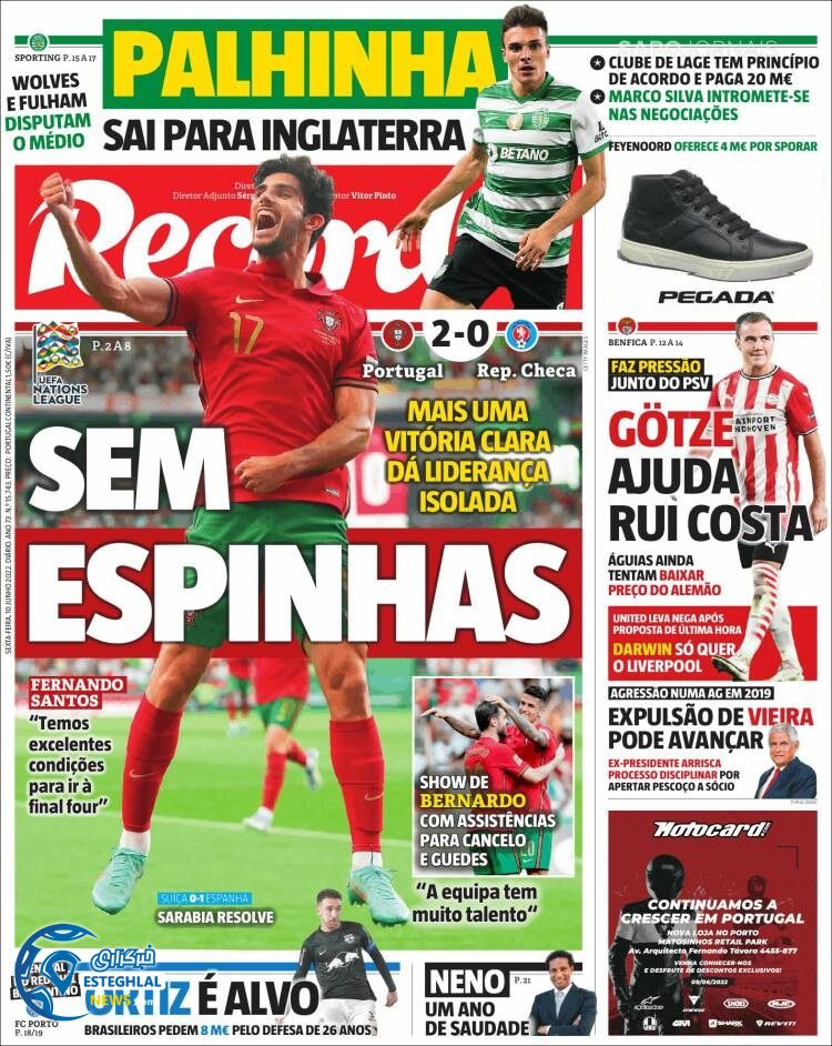 روزنامه ورزشی رکورد جمعه 20 خرداد 1401