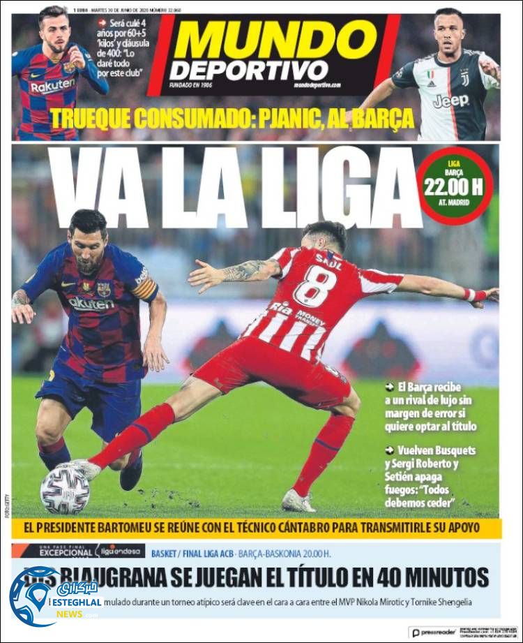 روزنامه ورزشی موندو دپورتیوو سه شنبه 10 تیر 1399