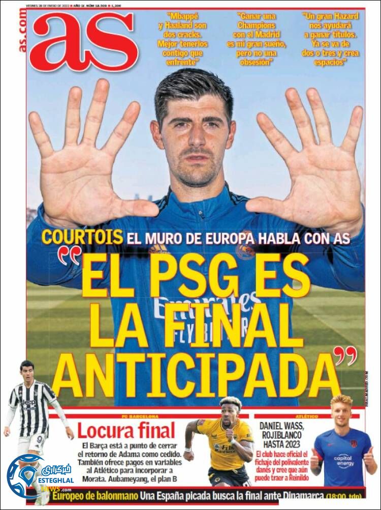 روزنامه ورزشی آ اس جمعه 8 بهمن 1400