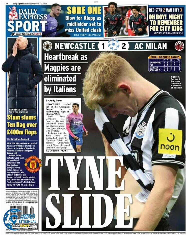 روزنامه ورزشی اکسپرس اسپورت پنجشنبه 23 آذر 1402 