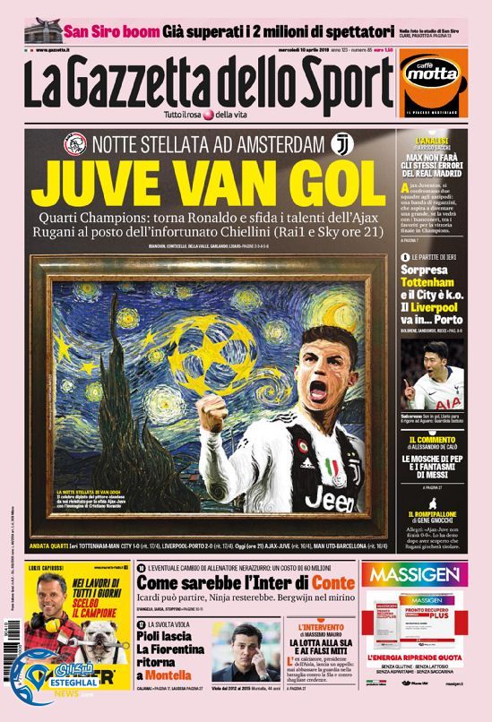 روزنامه ورزشی گاتزتا دلو اسپورت چهارشنبه 21 فروردین 1398