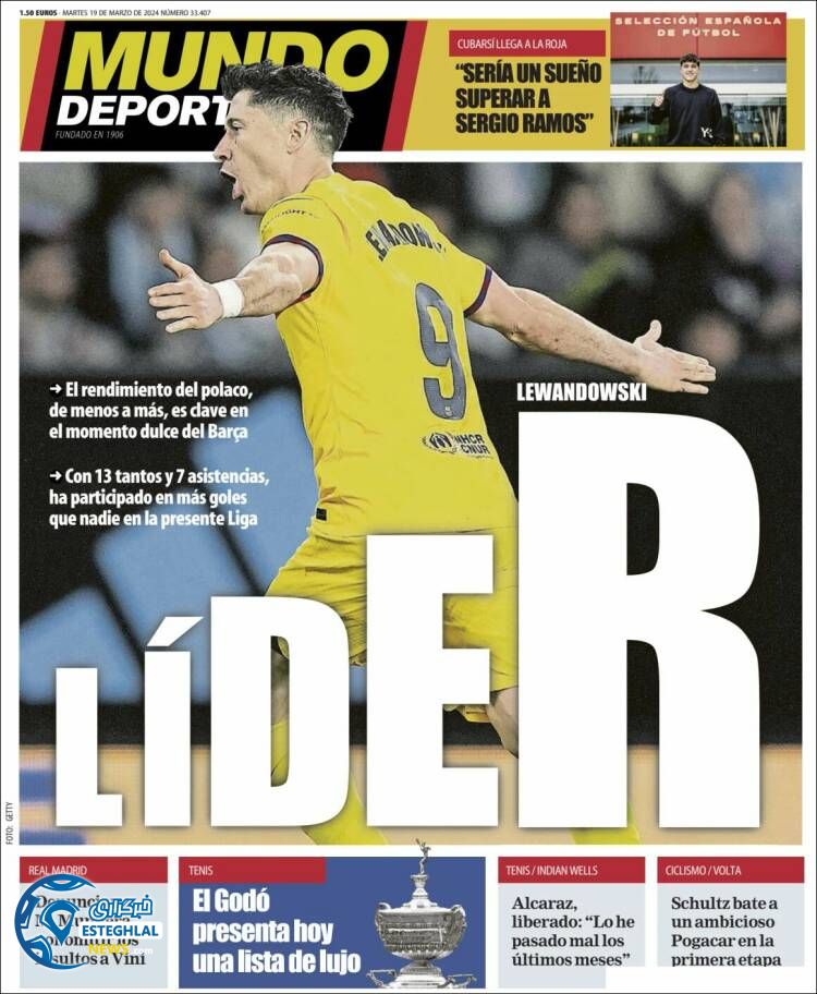 روزنامه  ورزشی موندو دپورتیوو سه شنبه 29 اسفند 1402 