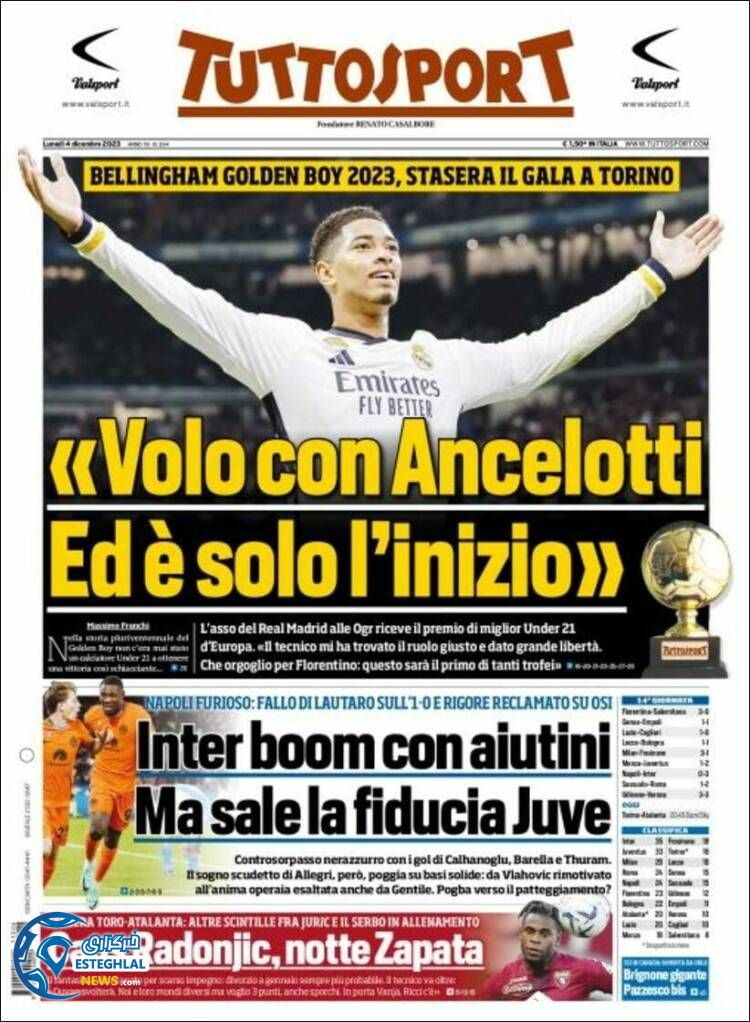 روزنامه ورزشی توتو اسپورت دوشنبه 13 آذر 1402 