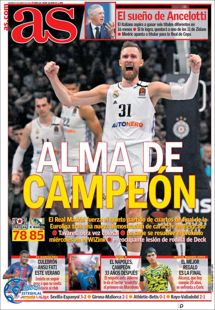 روزنامه ورزشی آ اس جمعه 15 اردیبهشت 1402 