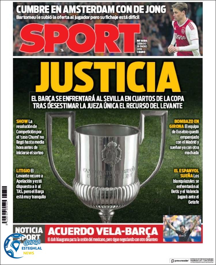 روزنامه ورزشی اسپورت شنبه 29 دی 1397