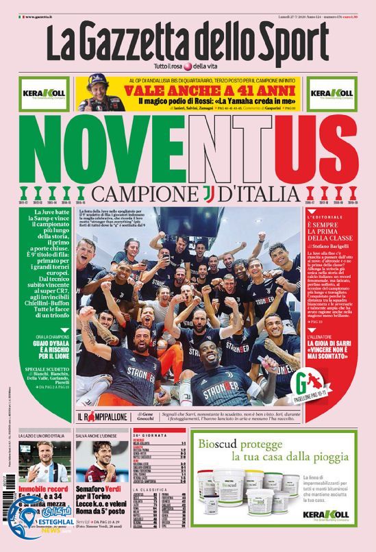 روزنامه ورزشی گاتزتا دلو اسپورت دوشنبه 6 مرداد 1399