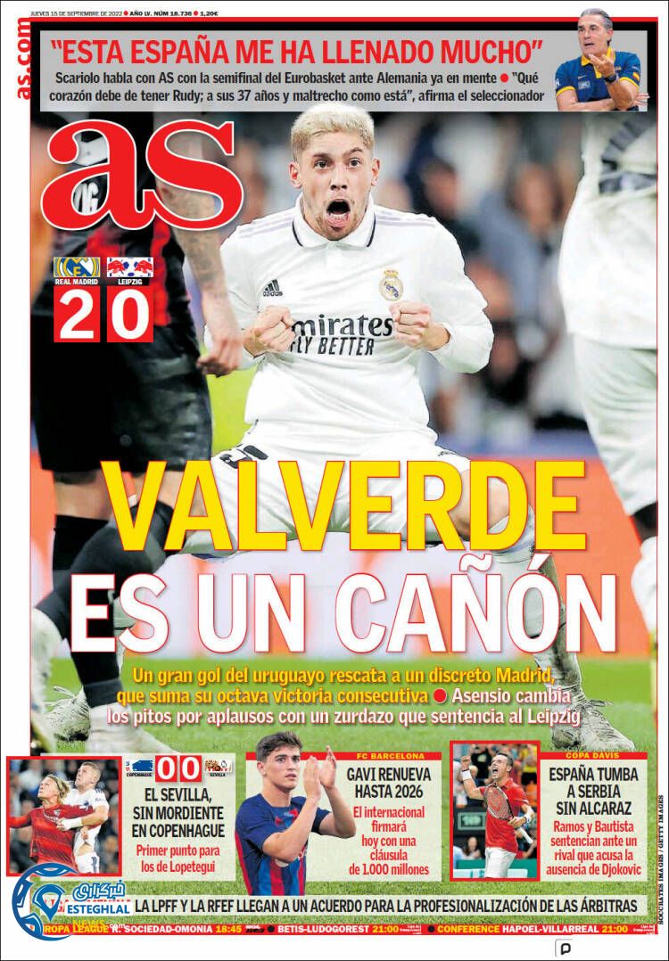 روزنامه ورزشی آ اس پنجشنبه 24 شهریور 1401