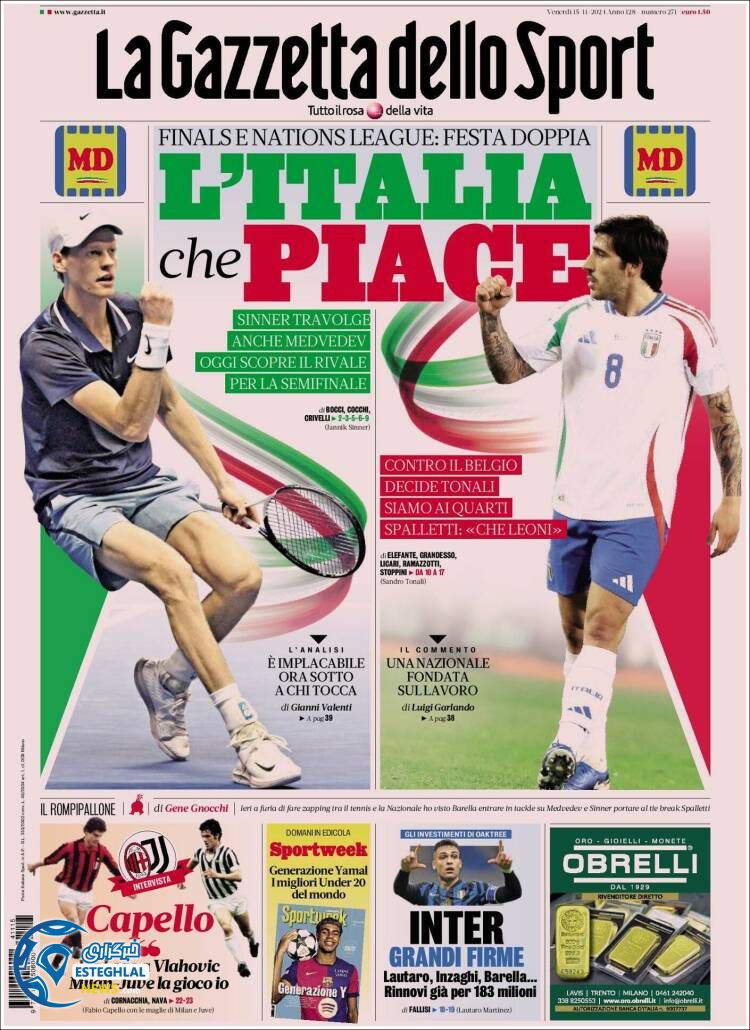 روزنامه ورزشی گاتزتا دلو اسپورت جمعه 25 آبان 1403 