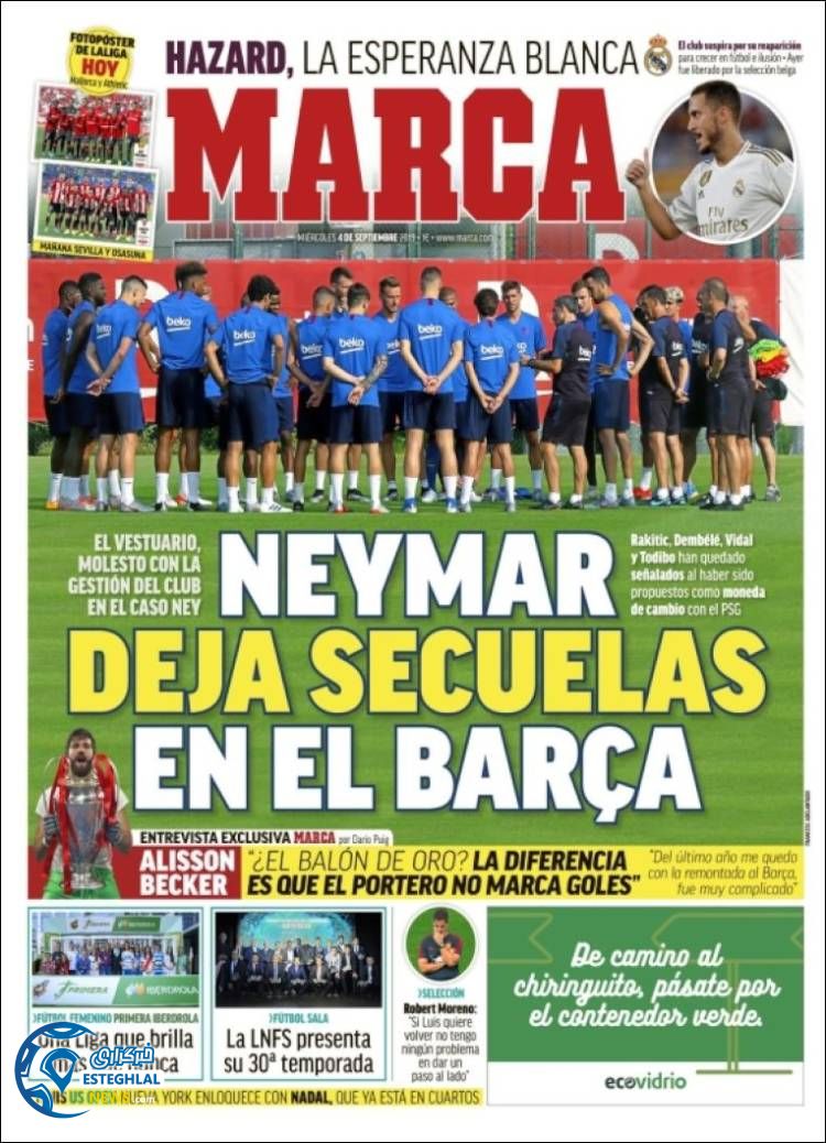 روزنامه ورزشی مارکا چهارشنبه 13 شهریور 1398