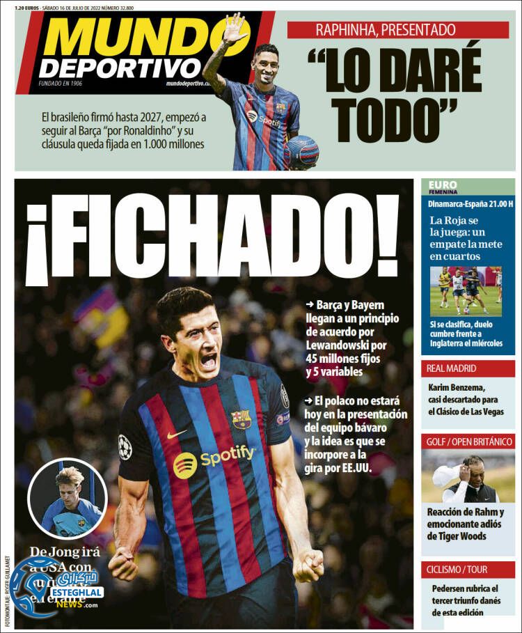 روزنامه ورزشی موندو دپورتیوو شنبه 25 تیر 1401 