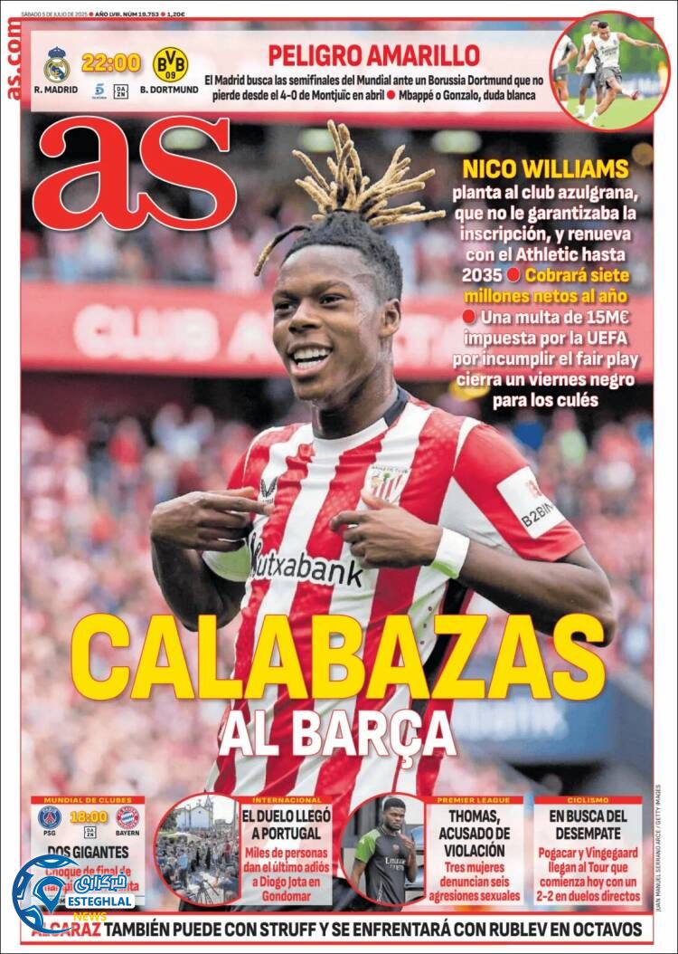 روزنامه ورزشی آ اس شنبه 14 تیر 1404  