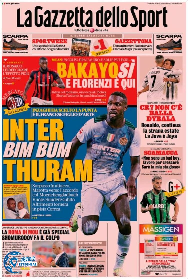 روزنامه ورزشی گاتزتا دلو اسپورت جمعه 29 مرداد 1400