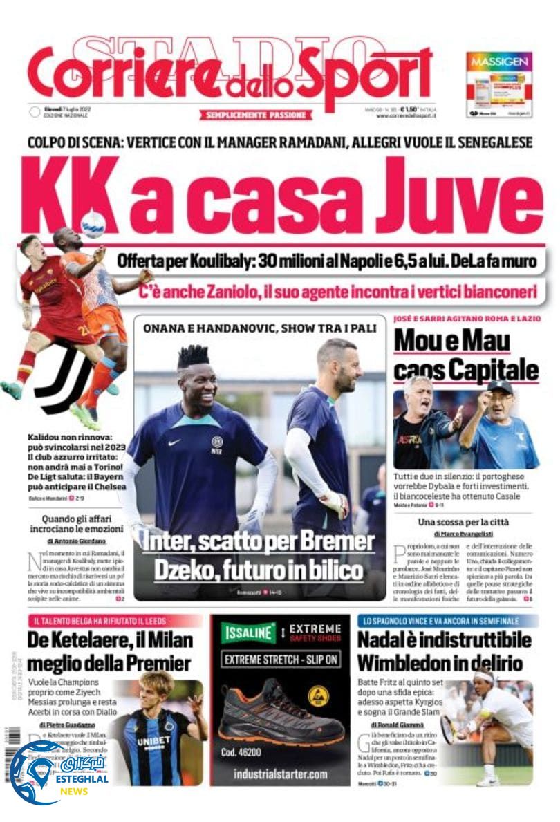 روزنامه ورزشی کوریره دلو اسپورت پنجشنبه 16 تیر 1401