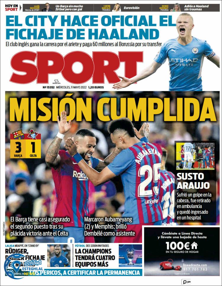 روزنامه ورزشی اسپورت چهارشنبه 21 اردیبهشت 1401