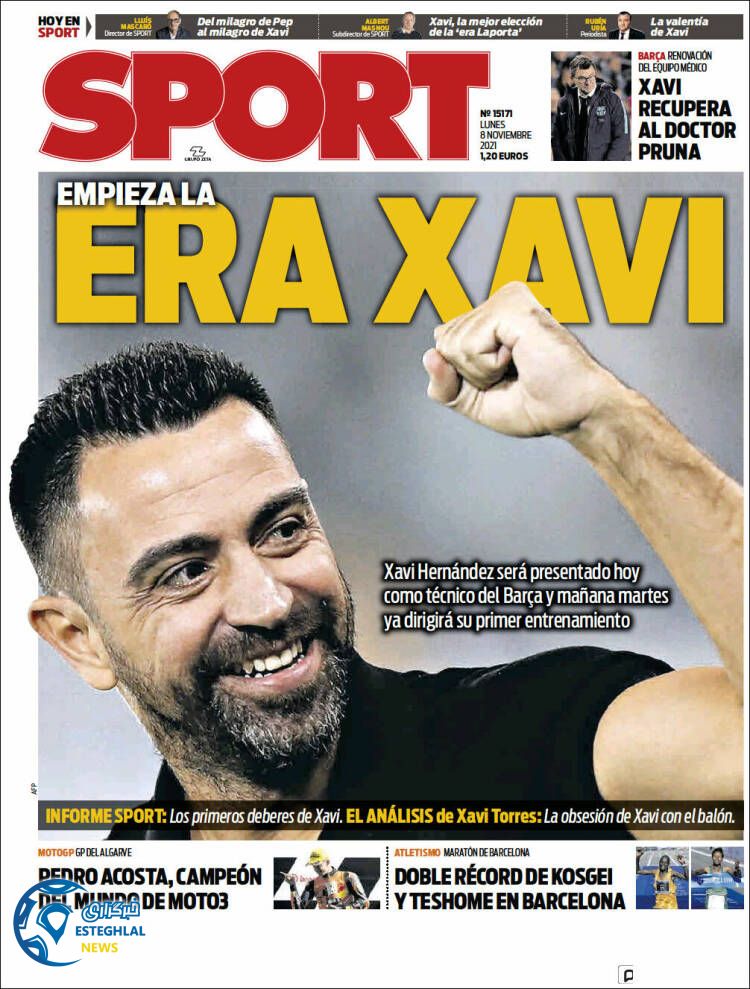 روزنامه ورزشی اسپورت دوشنبه 17 آبان 1400