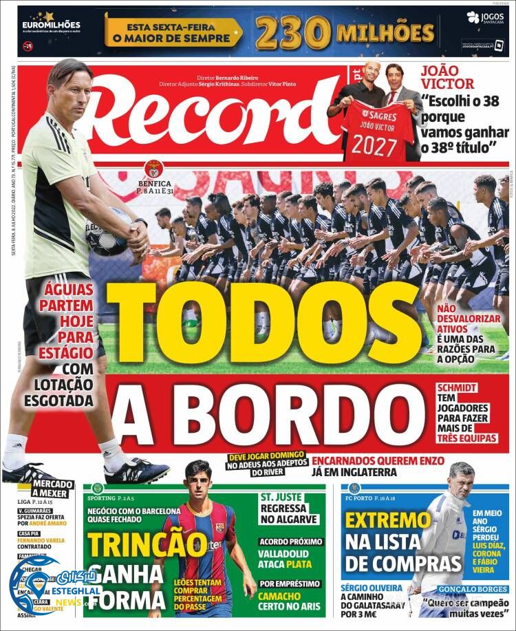 روزنامه ورزشی رکورد جمعه 17 تیر 1401