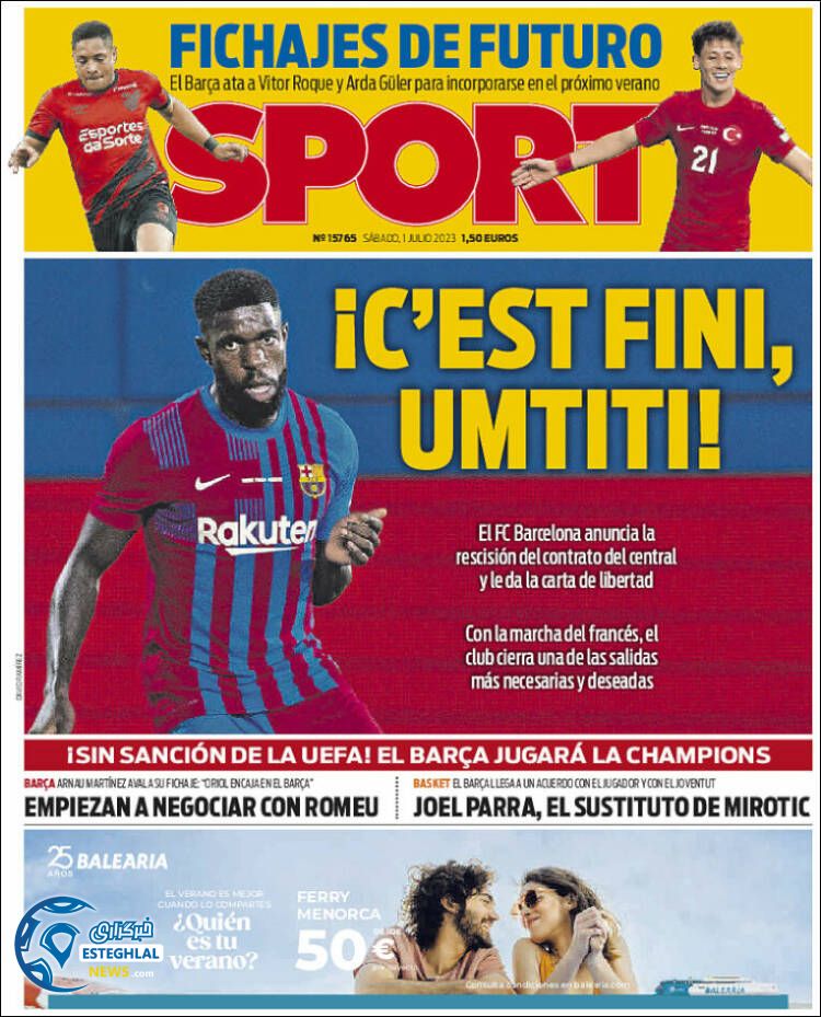 روزنامه ورزشی اسپورت شنبه 10 تیر 1402 