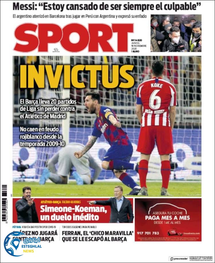 روزنامه ورزشی اسپورت پنجشنبه 29 آبان 1399