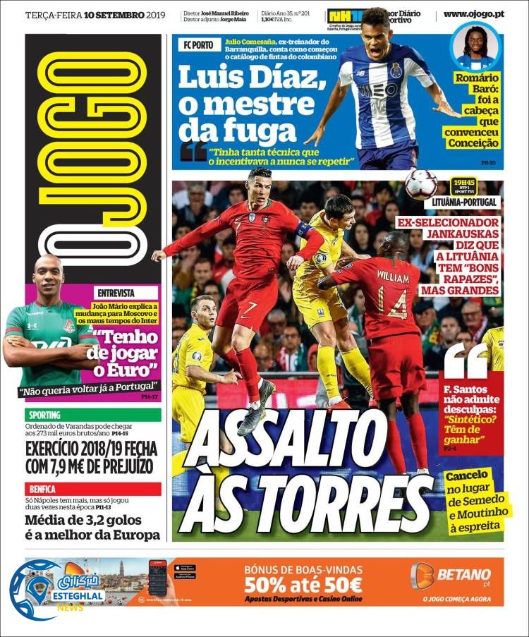 روزنامه ورزشی جوگو سه شنبه 19 شهریور 1398