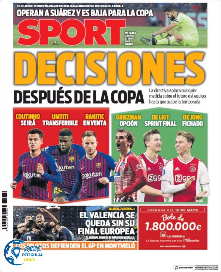 روزنامه ورزشی اسپورت جمعه 20 اردیبهشت 1398