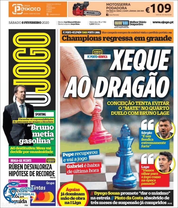 روزنامه ورزشی جوگو شنبه 19 بهمن 1398