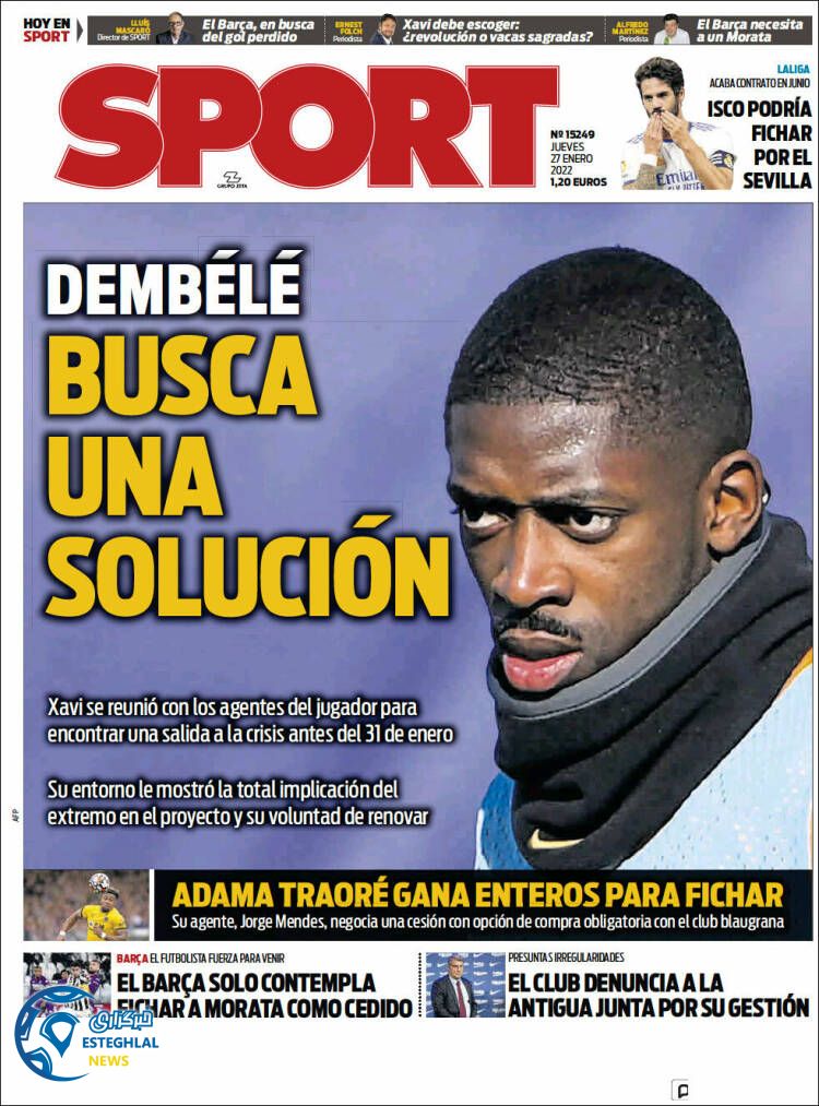 روزنامه ورزشی اسپورت پنجشنبه 7 بهمن 1400