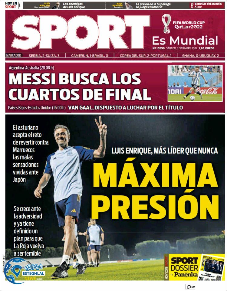 روزنامه ورزشی اسپورت شنبه 12 آذر 1401