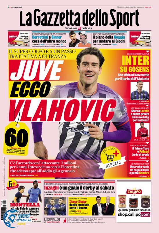 روزنامه ورزشی گاتزتا دلو اسپورت سه شنبه 5 بهمن 1400