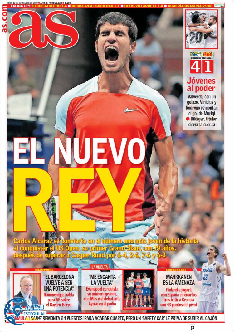 روزنامه  ورزشی آ اس دوشنبه 21 شهریور 1401