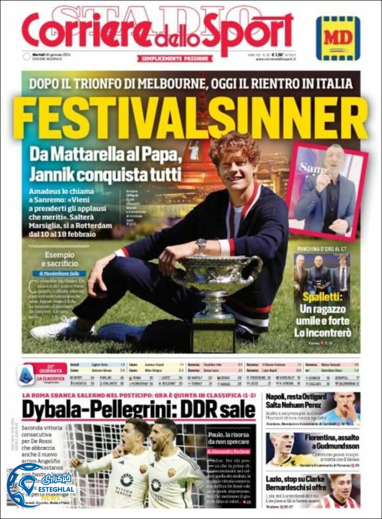 روزنامه ورزشی کوریره دلو اسپورت سه شنبه 10 بهمن 1402 