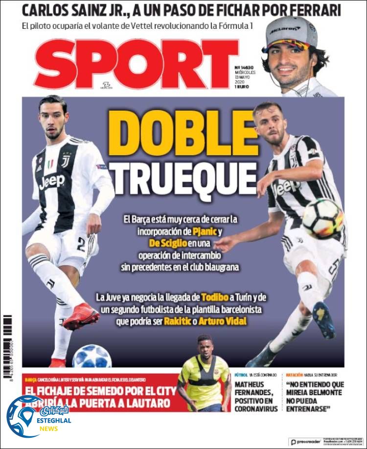 روزنامه ورزشی اسپورت چهارشنبه 24 اردیبهشت 1399