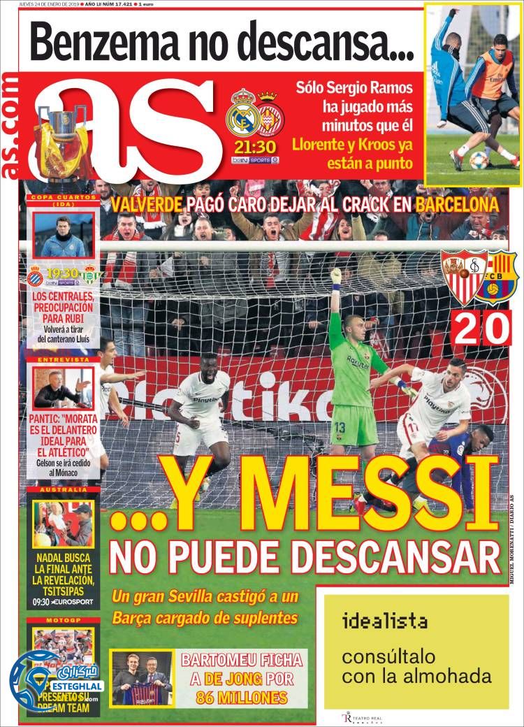 روزنامه ورزشی آ اس پنجشنبه 4 بهمن 1397