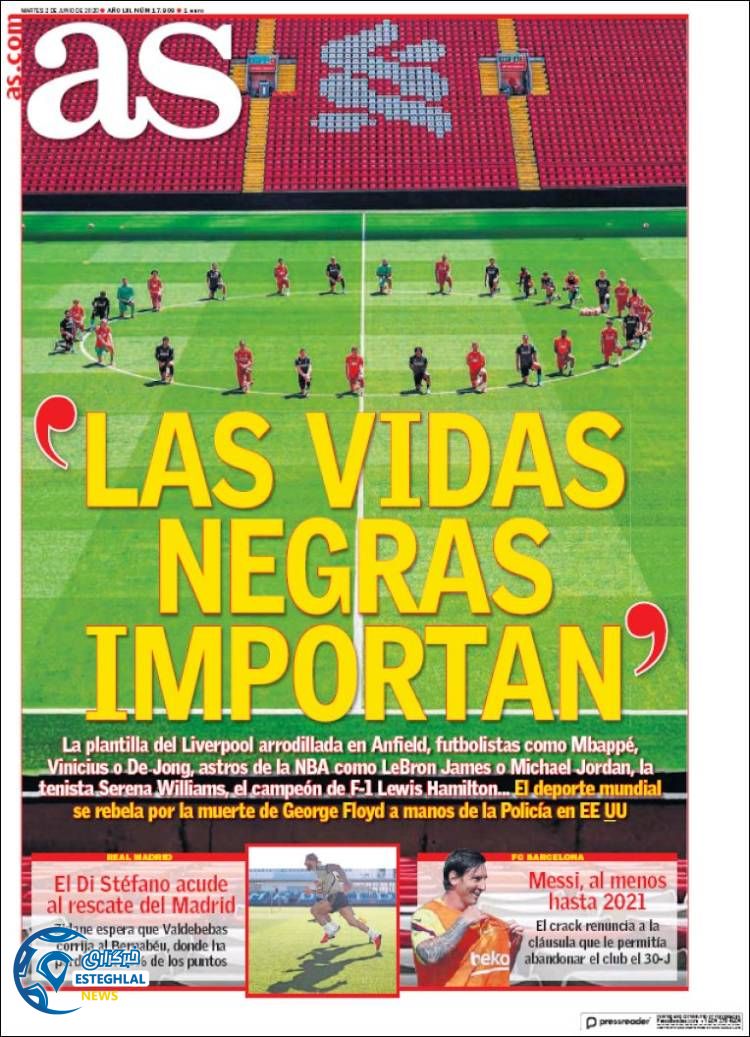 روزنامه ورزشی آاس سه شنبه 13 خرداد 1399