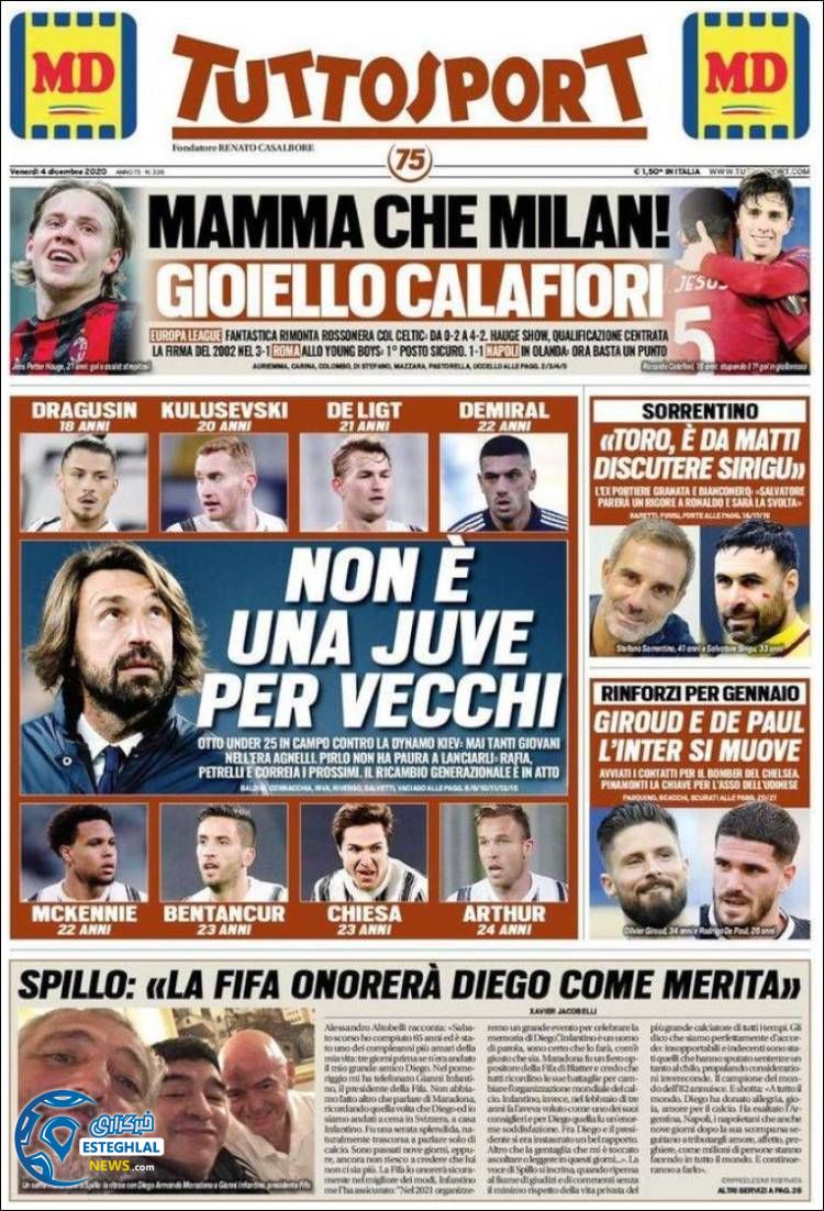 روزنامه ورزشی توتو اسپورت جمعه 14 آذر 1399