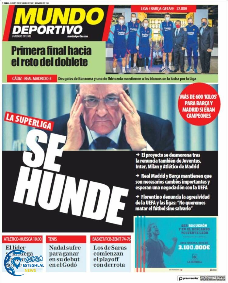 روزنامه ورزشی موندو دپورتیوو پنجشنبه 2 اردیبهشت 1400