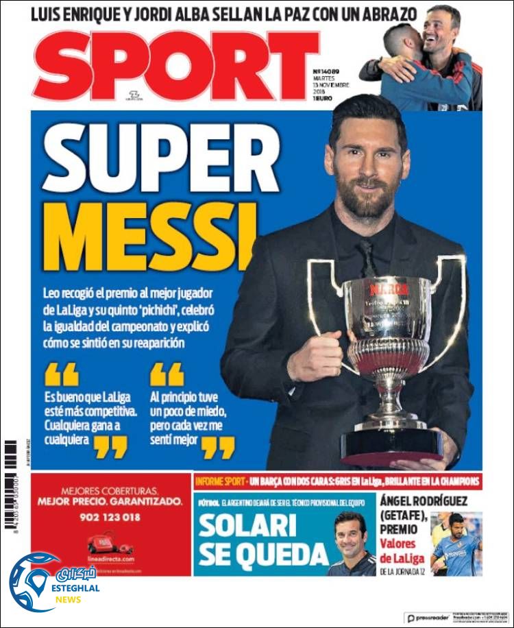 روزنامه ورزشی اسپورت سه شنبه 22 آبان 1397